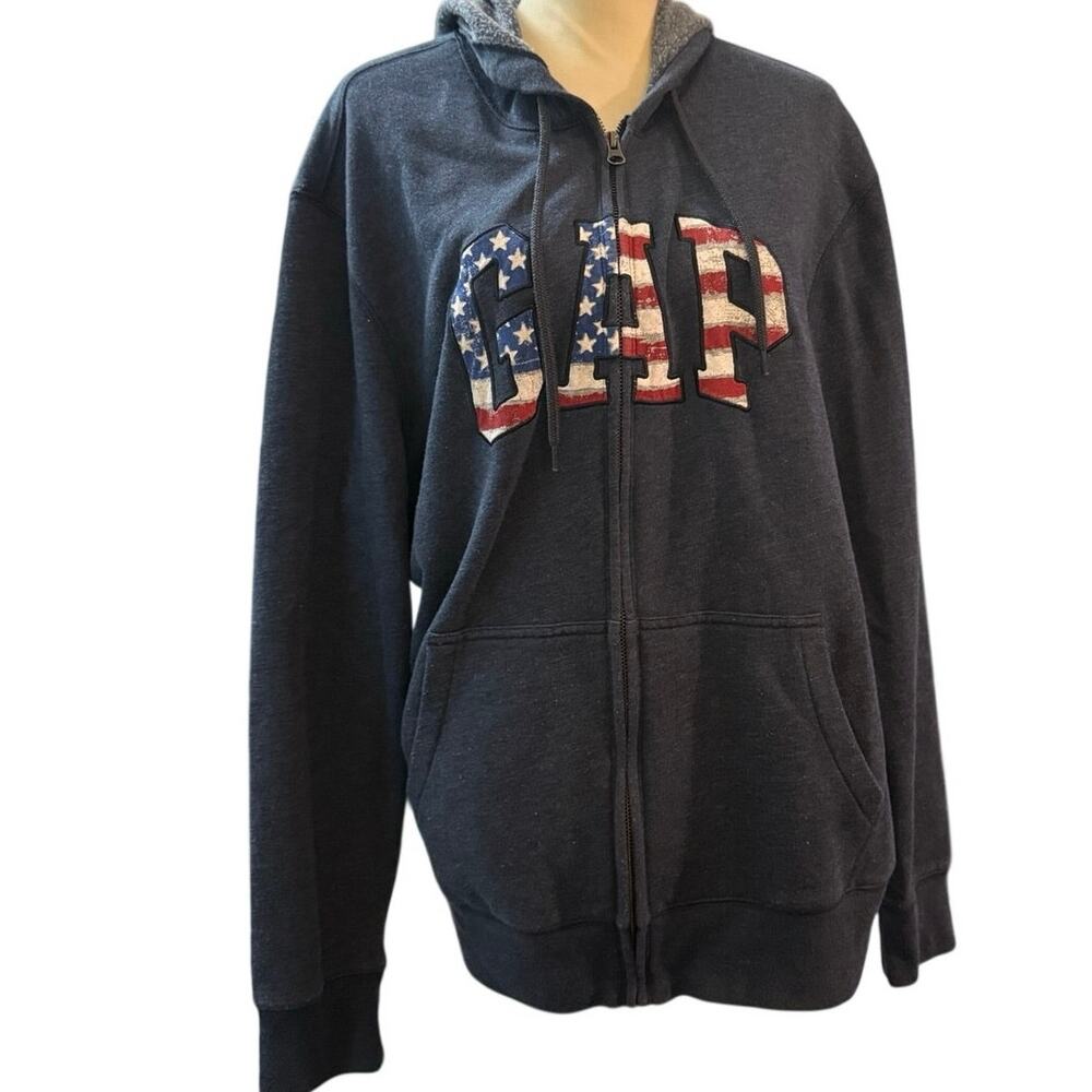 Gap Men Hoodie Blue Jacket  size XL USA With Pockets Shell 60% Cotton